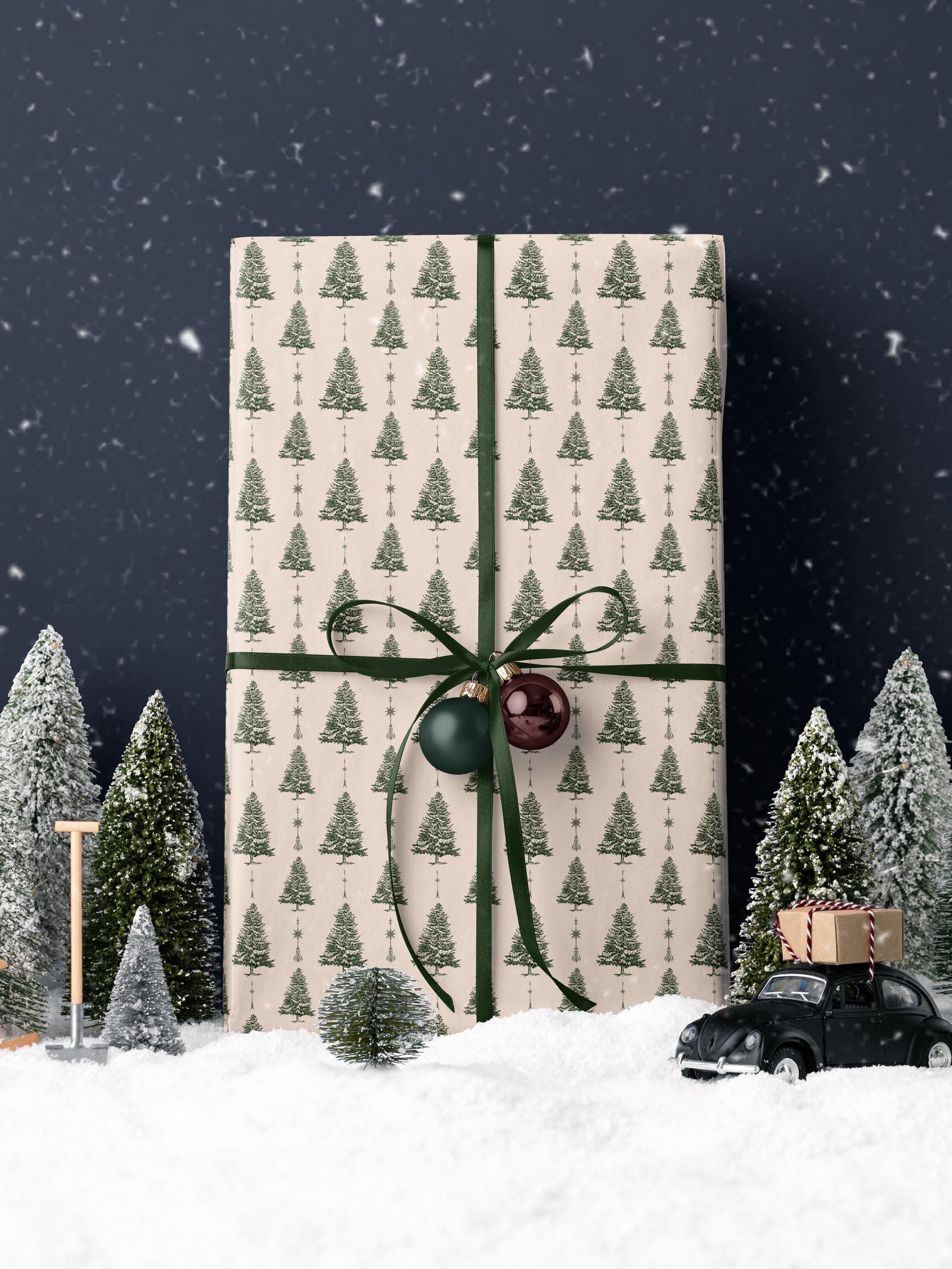 White Christmas Tree Wrapping Paper Holiday Gift Wrap Xmas Decoration Christmas Present Wrapping Roll Festive Decor Classic Gift Wrap Paper