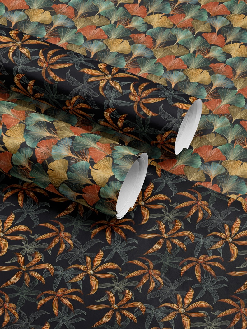 Moody Floral Print Wrapping Paper Birthday Gift Package for Her Elegant Gift Wrap Wedding Packaging Paper Tropical Party Decor Moody Flower