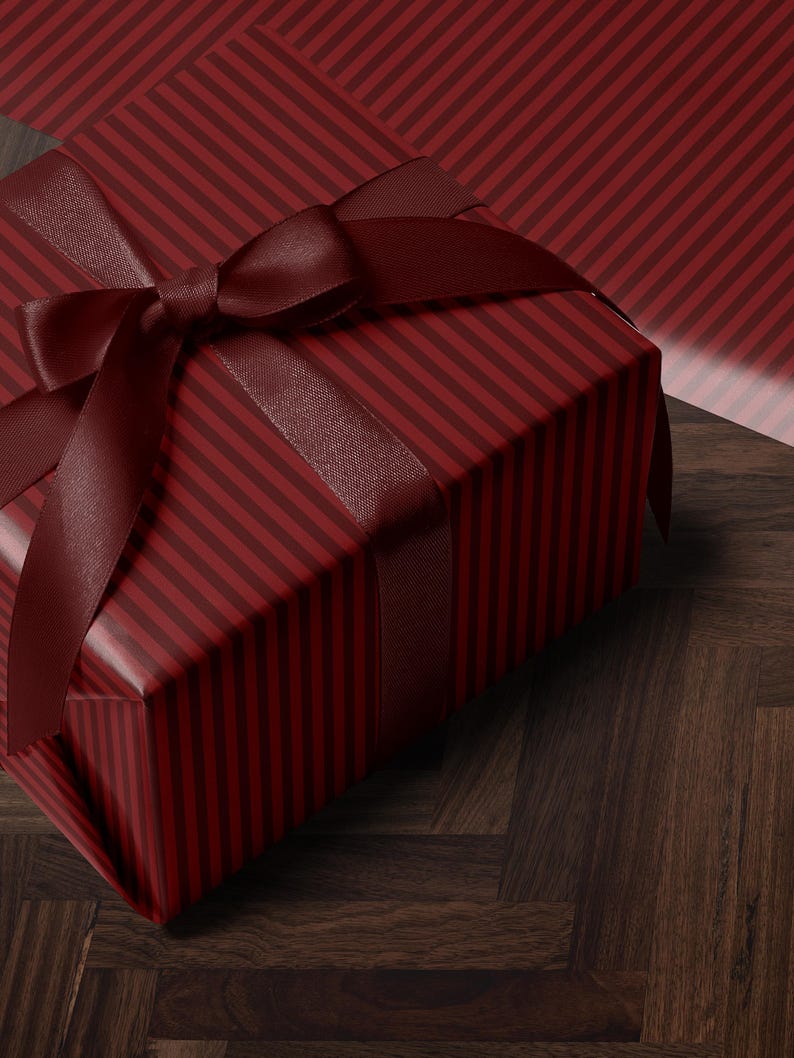Christmas Gift Wrap Red Wrapping Paper Holiday Gift Wrap Stripe Wrapping Paper Christmas Paper for Gift Wrap Roll Romantic Gift for Her