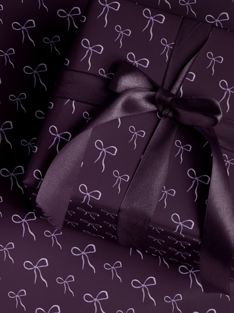 Purple Bow Wrapping Paper Cute Gift Wrap Christmas Decor Elegant Gift Wrap Ballet Decor Ballerina Wrapping Paper Kid Birthday Party Favor