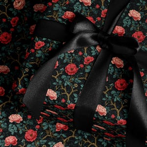 Gothic Floral Wrapping Paper Garden Party Gift Wrap Vintage Wrapping Paper Botanical Print Wedding Gift Wrapping Paper Pattern Gift Wrap Mom