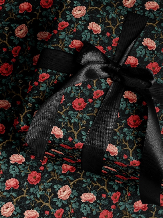 Gothic Floral Wrapping Paper Garden Party Gift Wrap Vintage Wrapping Paper Botanical Print Wedding Gift Wrapping Paper Pattern Gift Wrap Mom