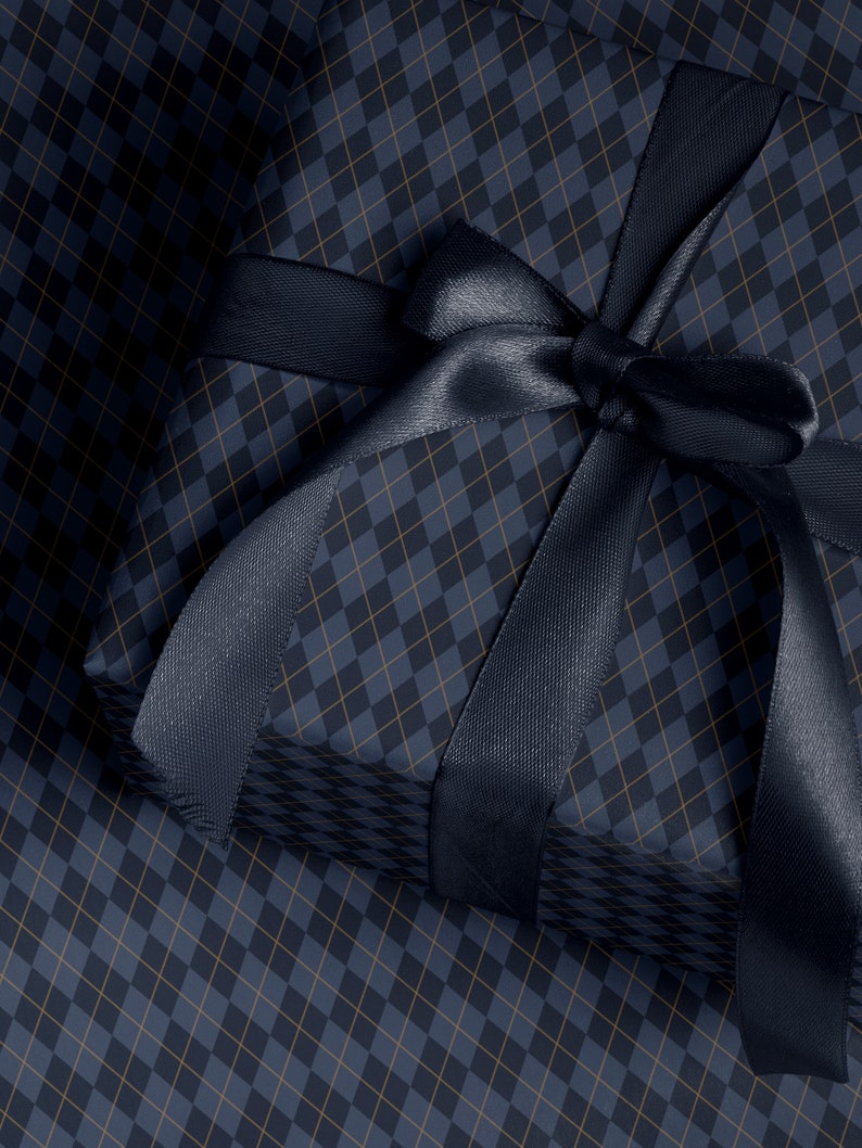 Blue Gift Wrap Roll Plaid Wrapping Paper Christmas Gift Wrap Paper Christmas Paper Classic Wrapping Paper Blue Holiday Gift Wrap for Him