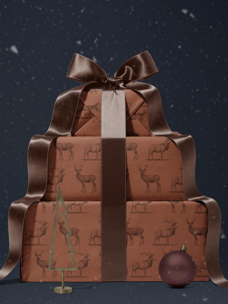 Forest Wrapping Paper Deer Gift Wrap Elk Wrapping Paper Bachelor Party Gift for Him Manly Gift Box Wrap Outdoor Theme Party Hunting Gift