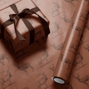 Deer Wrapping Paper Elk Gift Wrap Hunting Gift for Men Holiday Wrapping Paper Christmas Gift Masculine Gift Christmas Present Stag Party