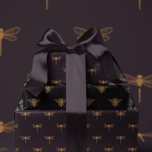 Dragonfly Gift Wrap Roll Wrapping Paper Print Dragonfly Gift for Her Bug Lover Elegant Gift Wrap Garden Lover Gift for Women Wedding Gift