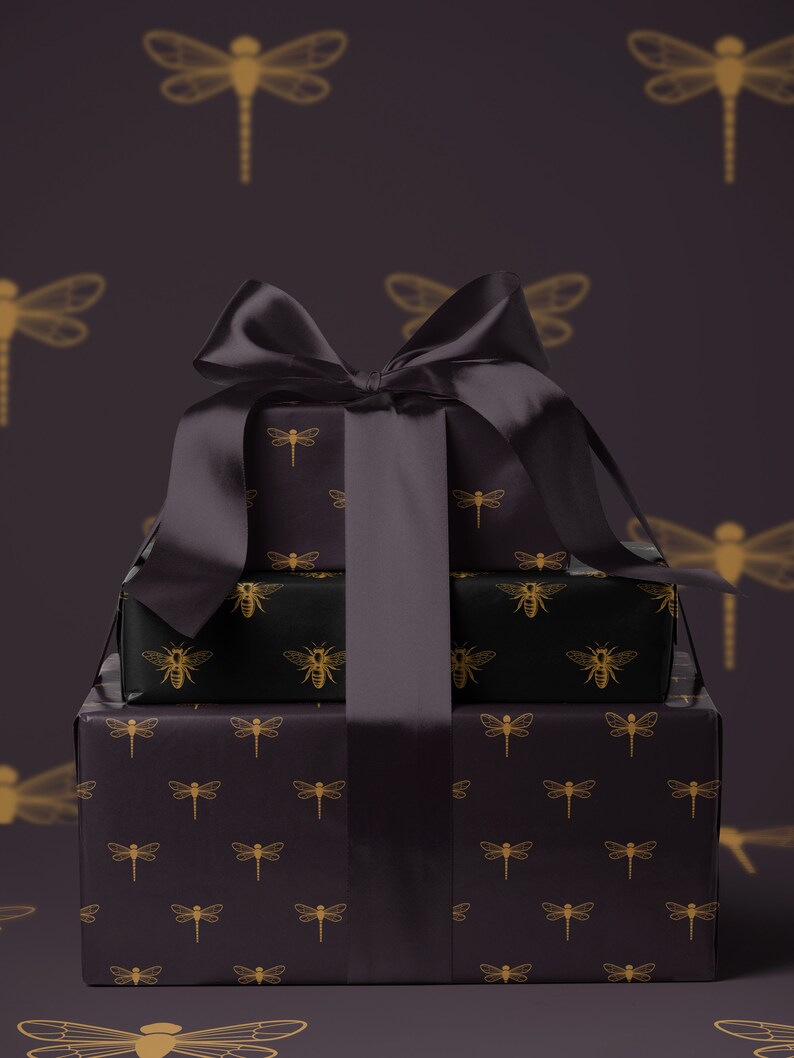 Dragonfly Gift Wrap Roll Wrapping Paper Print Dragonfly Gift for Her Bug Lover Elegant Gift Wrap Garden Lover Gift for Women Wedding Gift