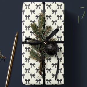 Chic Gift Wrap Elegant Wrapping Paper Classic Bow Gift Wrap Black and White Feminine Wrapping Paper Photoshoot Prop Gift Wrap for Wedding