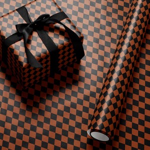 Halloween Wrapping Paper Fall Gift Wrap Orange and Black Paper Harlequin Design October Birthday Gift Wrap Roll Autumn Wrapping Paper Print