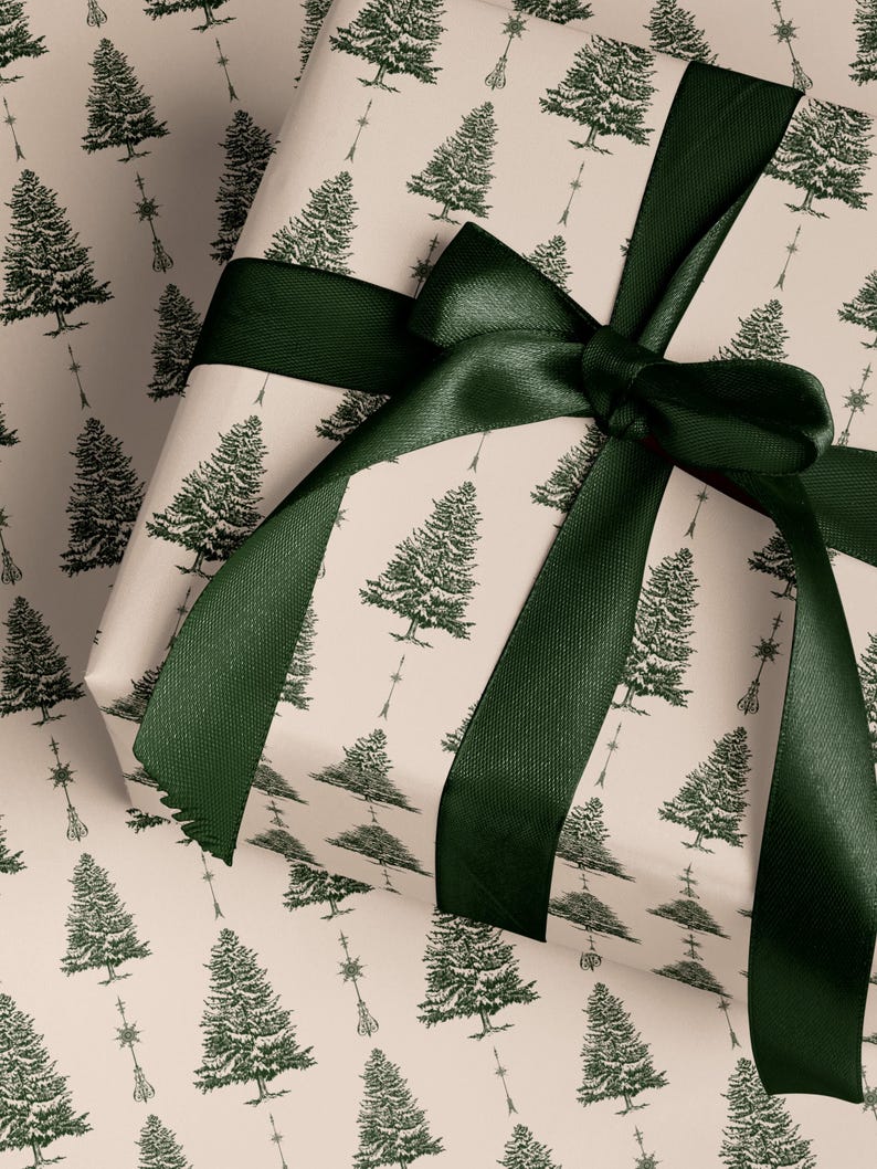 White Christmas Tree Wrapping Paper Holiday Gift Wrap Xmas Decoration Christmas Present Wrapping Roll Festive Decor Classic Gift Wrap Paper