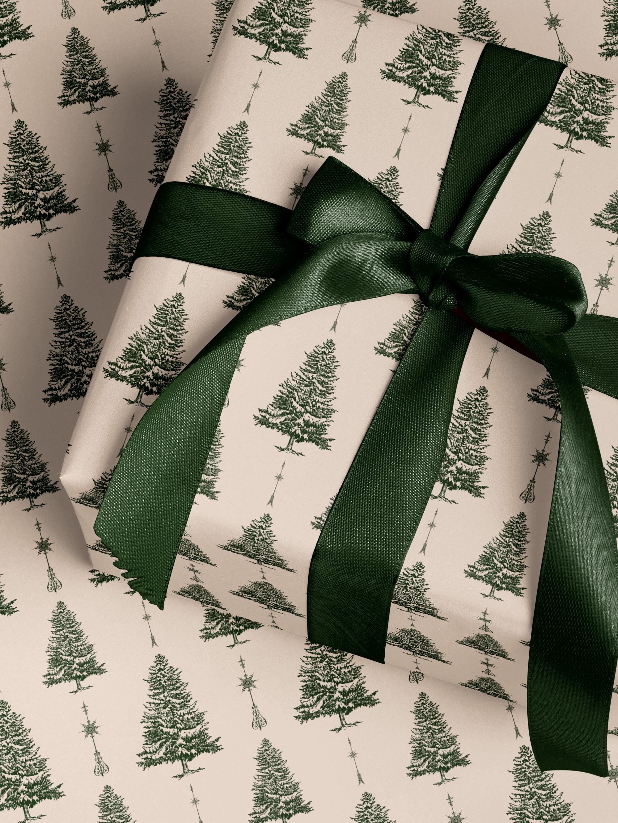 White Christmas Tree Wrapping Paper Holiday Gift Wrap Xmas Decoration Christmas Present Wrapping Roll Festive Decor Classic Gift Wrap Paper