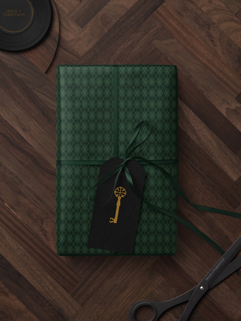 Green Wrapping Paper Plaid Gift Wrap Christmas Gift Wrapping Paper Holiday Gift Wrap Argyle Wrapping Paper Green Plaid Gift Wrap for Him