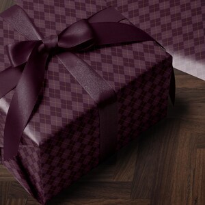 Argyle Purple Wrapping Paper Birthday Purple Plaid Gift Wrap Mom Anniversary Gift for Her Vintage Wrapping Paper Craft Decoupage Paper