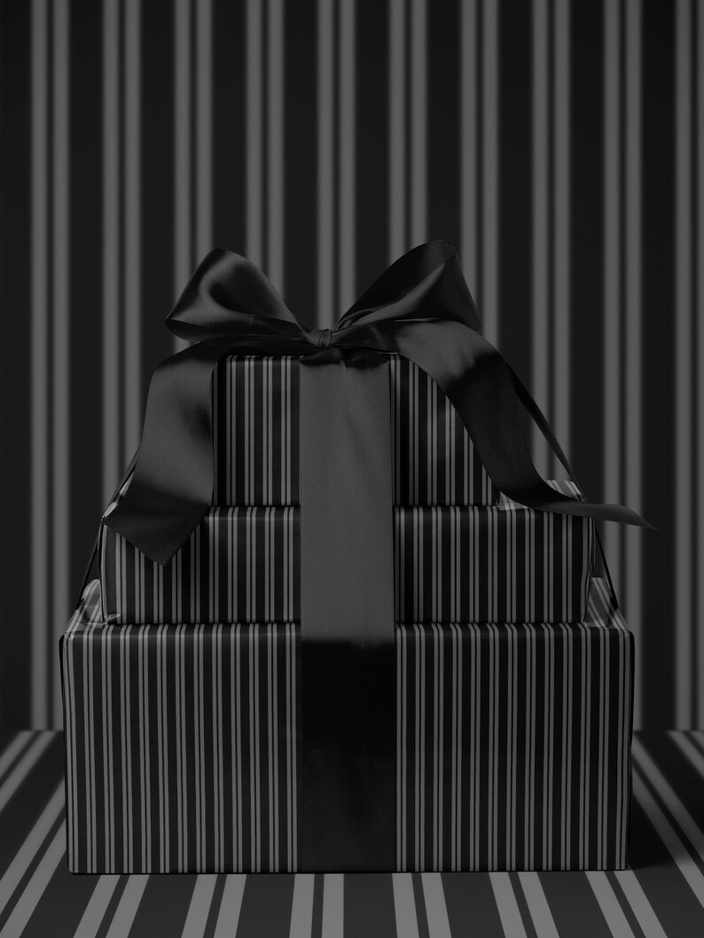Gothic Gift Wrap Black Stripe Wrapping Paper Elegant Gift Wrap Classic Wrapping Paper Holiday Gift Wrap Chic Wrapping Paper Birthday Gift