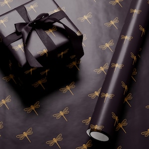 Dragonfly Gift Wrap Roll Wrapping Paper Print Dragonfly Gift for Her Bug Lover Elegant Gift Wrap Garden Lover Gift for Women Wedding Gift