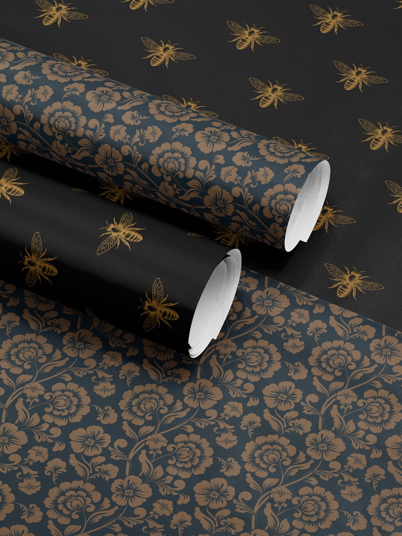Floral Gift Wrap Blue Wrapping Paper Gift Wrap Mom Vintage Wrapping Paper Bridal Shower Gift for Bride to be Baby Shower Gift Wrap Wedding