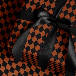 Halloween Wrapping Paper Fall Gift Wrap Orange and Black Paper Harlequin Design October Birthday Gift Wrap Roll Autumn Wrapping Paper Print