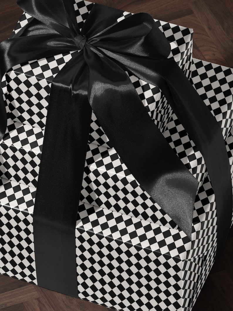 Premium Gift Wrap Harlequin Wrapping Paper Christmas Gift Wrap Holiday Wrapping Paper Black and White Paper Plaid Gift Wrap Traditional