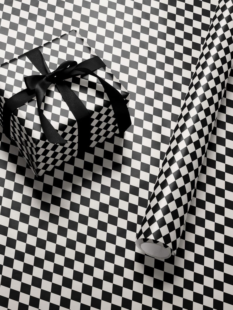 Premium Gift Wrap Harlequin Wrapping Paper Christmas Gift Wrap Holiday Wrapping Paper Black and White Paper Plaid Gift Wrap Traditional