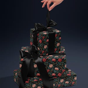 Gothic Floral Wrapping Paper Garden Party Gift Wrap Vintage Wrapping Paper Botanical Print Wedding Gift Wrapping Paper Pattern Gift Wrap Mom