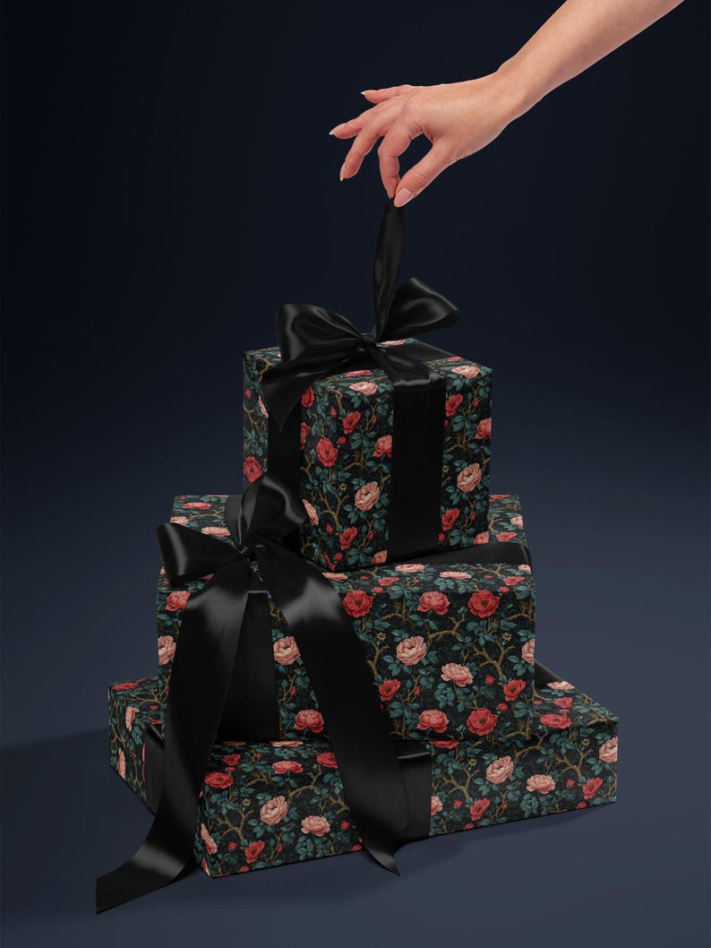 Gothic Floral Wrapping Paper Garden Party Gift Wrap Vintage Wrapping Paper Botanical Print Wedding Gift Wrapping Paper Pattern Gift Wrap Mom
