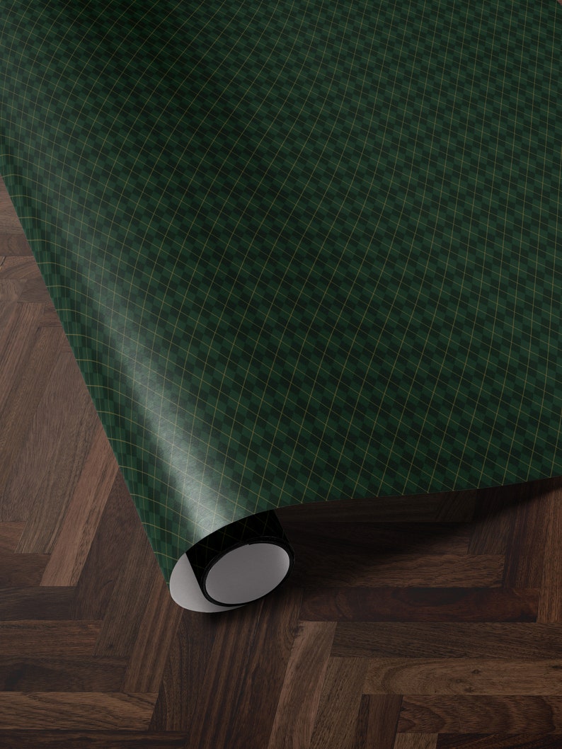 Green Wrapping Paper Plaid Gift Wrap Christmas Gift Wrapping Paper Holiday Gift Wrap Argyle Wrapping Paper Green Plaid Gift Wrap for Him