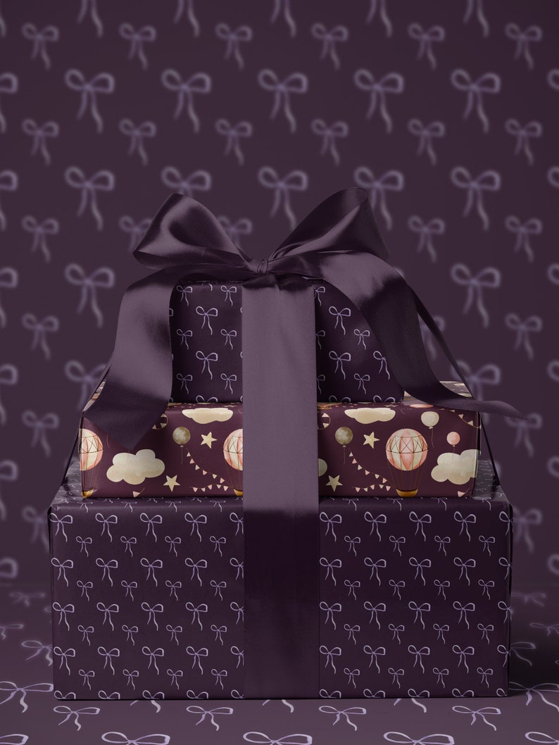 Purple Bow Wrapping Paper Cute Gift Wrap Christmas Decor Elegant Gift Wrap Ballet Decor Ballerina Wrapping Paper Kid Birthday Party Favor