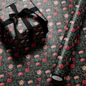 Gothic Floral Wrapping Paper Garden Party Gift Wrap Vintage Wrapping Paper Botanical Print Wedding Gift Wrapping Paper Pattern Gift Wrap Mom