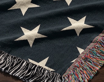 Star Woven Blanket Tapestry American Decor Military Gift Throw for couch American Flag Gift Blanket Throw Soft Veteran Gift Man Cave Decor