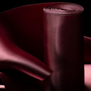 Wide Burgundy Satin Ribbon for Gift Wrapping 4 Inch Luxury Ribbon for Statement Bows Wedding Decor Holiday Gift Packaging Large Bow Ribbon