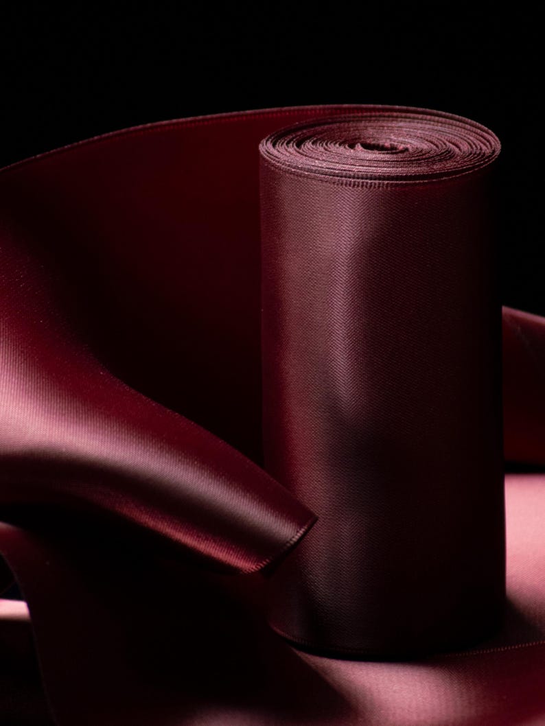 Wide Burgundy Satin Ribbon for Gift Wrapping 4 Inch Luxury Ribbon for Statement Bows Wedding Decor Holiday Gift Packaging Large Bow Ribbon