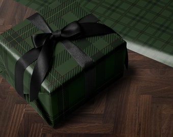 Holiday Sage Green Plaid Gift Wrap, Christmas Wrapping Paper