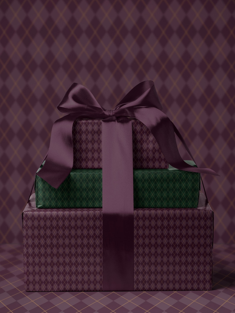 Purple Gift Wrap Paper Christmas Gift Package for Her Baby Shower Gift Wrap Christmas Wrapping Paper Plaid Gift Wrap Wedding Gift Wrap Rol