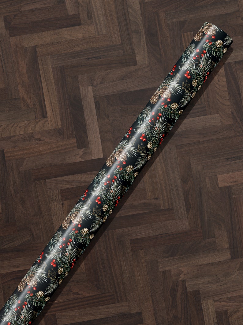 Christmas Wrapping Paper Holiday Gift Wrap Christmas Gift Wrap Christmas Tree Gift Wrap Elegant Christmas Gift Wrap Seasonal Gift Wrap Berry