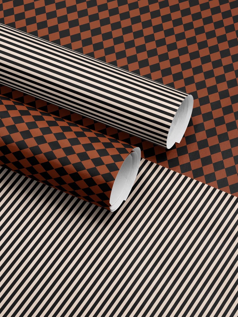Halloween Wrapping Paper Fall Gift Wrap Orange and Black Paper Harlequin Design October Birthday Gift Wrap Roll Autumn Wrapping Paper Print