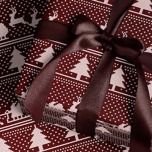 Christmas Sweater Wrapping Paper Santa Sleigh and Reindeer Gift Wrap Ugly Christmas Sweater Design Cozy Christmas Decor Holiday Gift Wrap