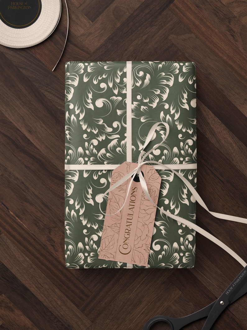 Green Wedding Wrapping Paper Classy Gift Wrap Anniversary Wrapping Paper Elegant Gift Wrap Wedding Gift Wrap Special Occasion Gift Wrap