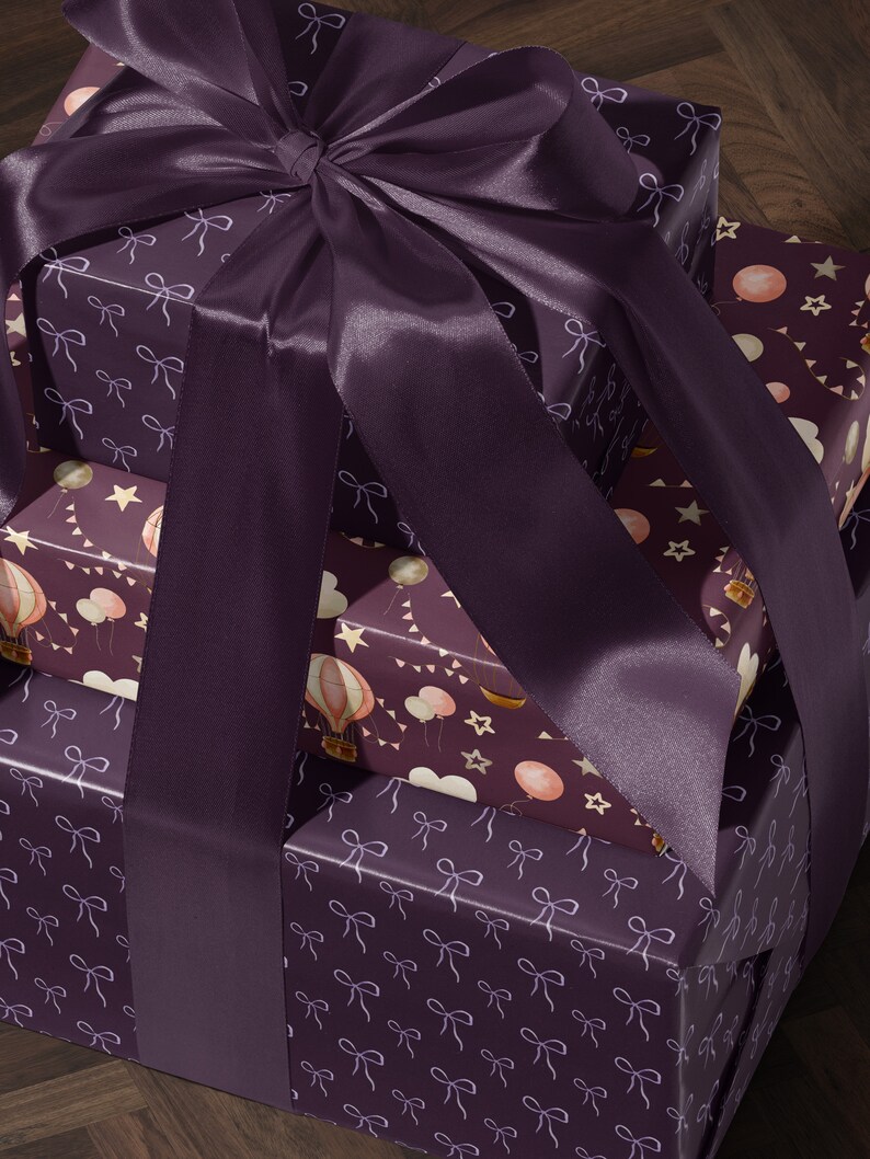 Purple Bow Wrapping Paper Cute Gift Wrap Christmas Decor Elegant Gift Wrap Ballet Decor Ballerina Wrapping Paper Kid Birthday Party Favor