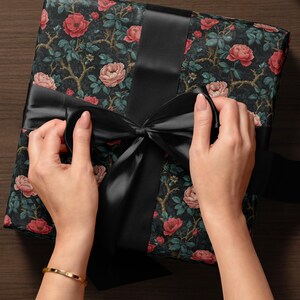 Gothic Floral Wrapping Paper Garden Party Gift Wrap Vintage Wrapping Paper Botanical Print Wedding Gift Wrapping Paper Pattern Gift Wrap Mom