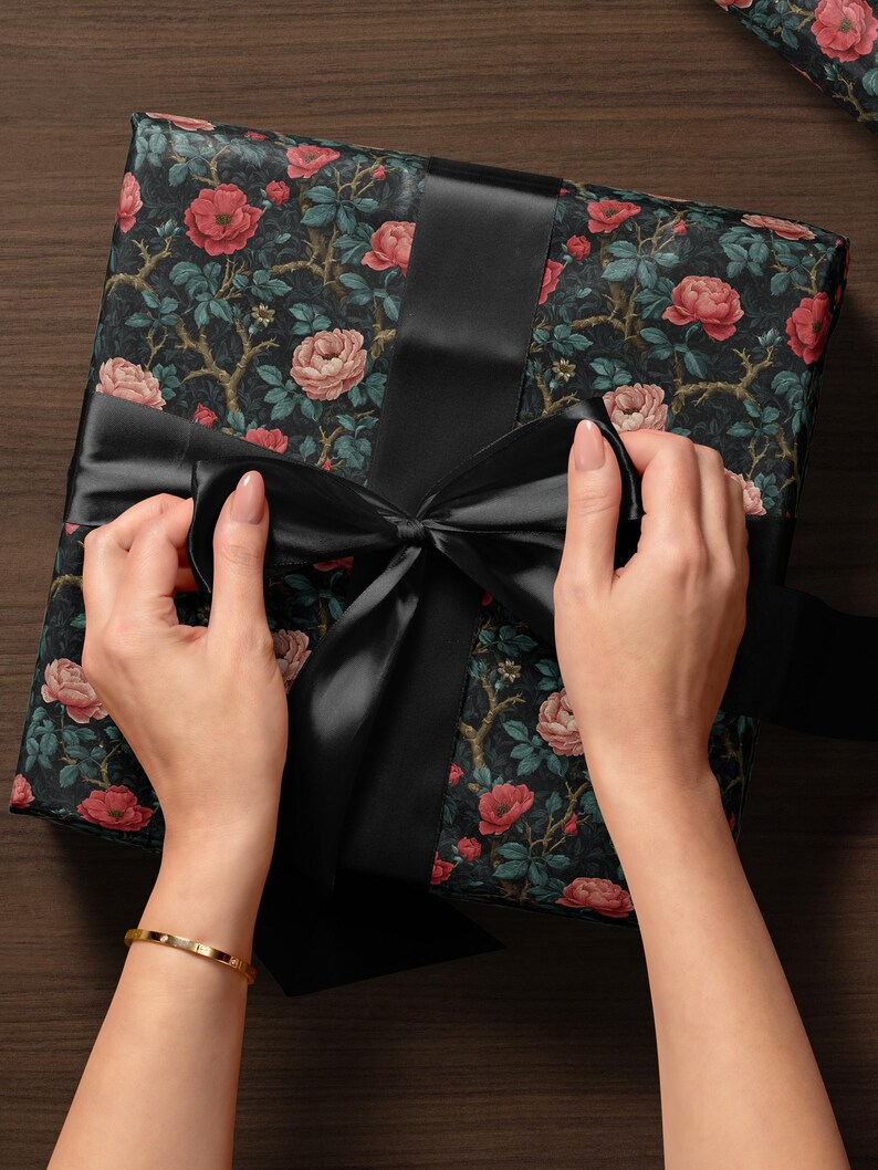 Gothic Floral Wrapping Paper Garden Party Gift Wrap Vintage Wrapping Paper Botanical Print Wedding Gift Wrapping Paper Pattern Gift Wrap Mom