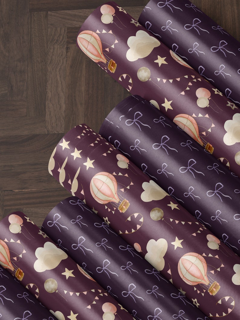Purple Bow Wrapping Paper Cute Gift Wrap Christmas Decor Elegant Gift Wrap Ballet Decor Ballerina Wrapping Paper Kid Birthday Party Favor