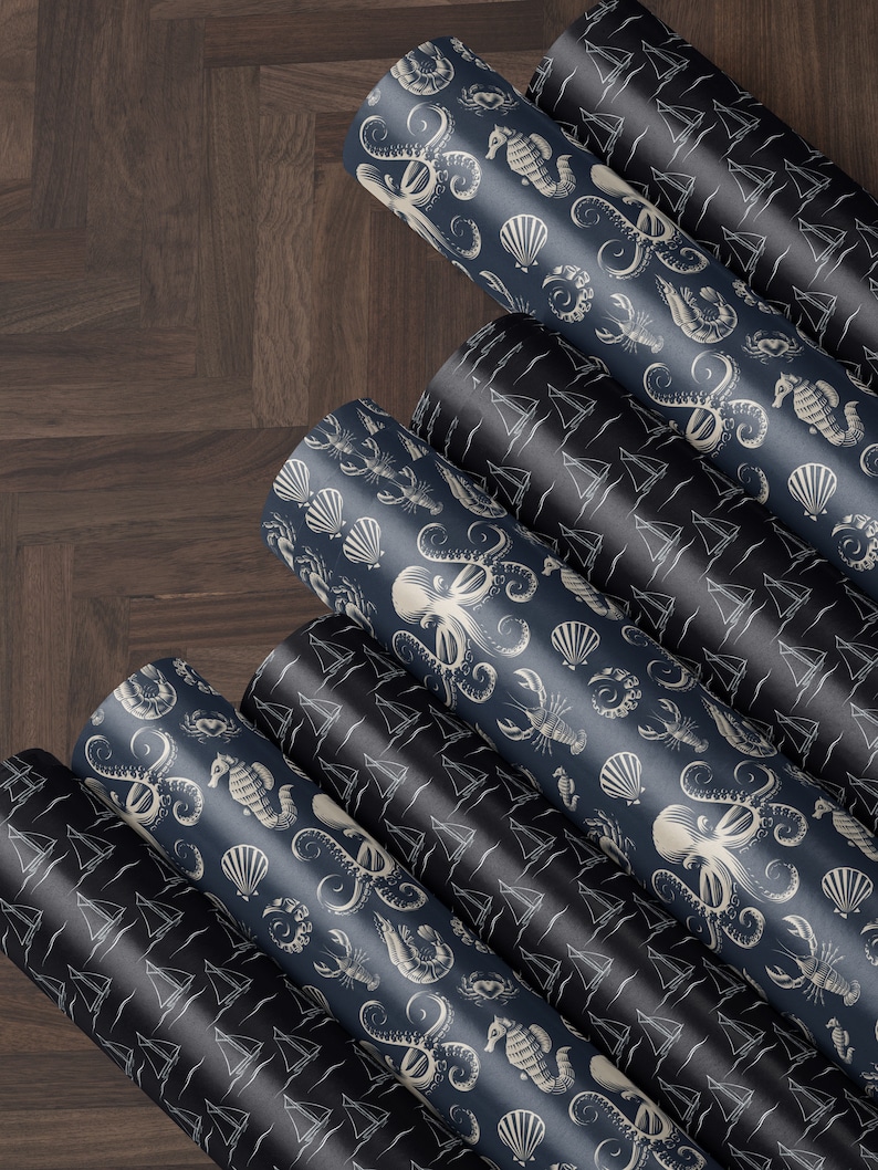 Sailboat Gift Wrap Sailing Wrapping Paper Coastal Gift Wrap Yacht Wrapping Paper Sailor Gift Wrap Moody Wrapping Paper Wedding Gift Wrap