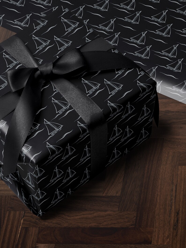 Sailboat Gift Wrap Sailing Wrapping Paper Coastal Gift Wrap Yacht Wrapping Paper Sailor Gift Wrap Moody Wrapping Paper Wedding Gift Wrap