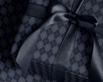 Blue Argyle Gift Wrap Paper Blue Plaid Wrapping Paper Pattern Father Day Gift Wrap for Boy Birthday Gift Wrap Traditional Gift Wrap Blue