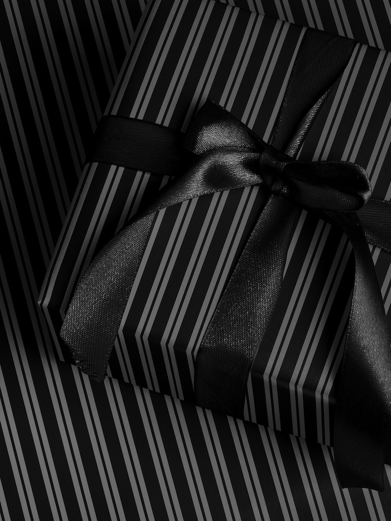 Gothic Gift Wrap Black Stripe Wrapping Paper Elegant Gift Wrap Classic Wrapping Paper Holiday Gift Wrap Chic Wrapping Paper Birthday Gift