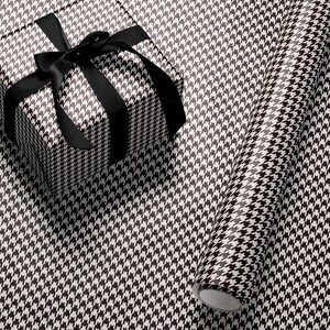 Houndstooth Gift Wrap Paper Vintage Wrapping Paper Black and White Plaid Gift Wrap College Gift for Her Decorative Paper Wrapping Supplies