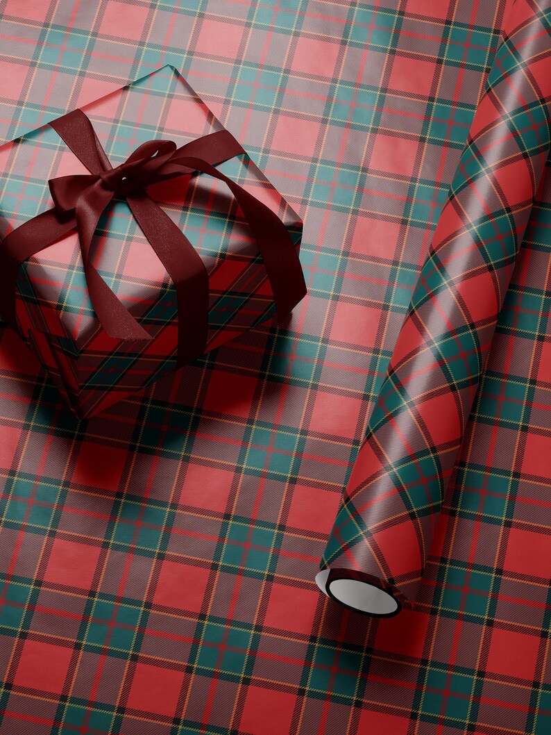 Christmas Plaid Wrapping Paper Nostalgic Christmas Gift Wrap Red and Green Paper Festive Decor Holiday Wrapping Paper Christmas Party Gift