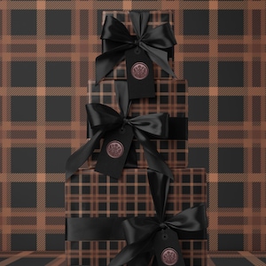 Brown Plaid Wrapping Paper Holiday Gift Wrap Christmas Present Wrapping Idea Christmas Party Gift Vintage Wrapping Paper Premium Gift Wrap