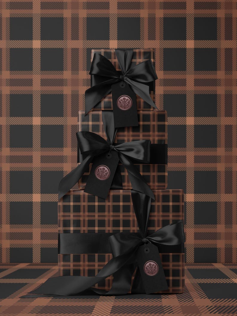 Brown Plaid Wrapping Paper Holiday Gift Wrap Christmas Present Wrapping Idea Christmas Party Gift Vintage Wrapping Paper Premium Gift Wrap