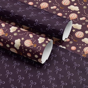 Purple Bow Wrapping Paper Cute Gift Wrap Christmas Decor Elegant Gift Wrap Ballet Decor Ballerina Wrapping Paper Kid Birthday Party Favor